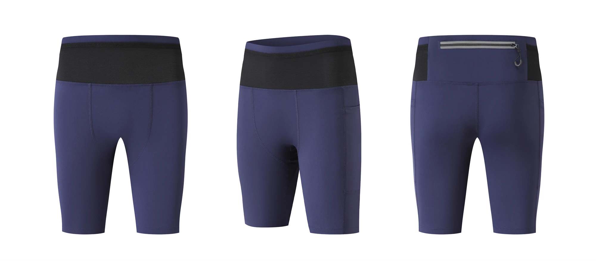 Mens Compression Marathon Running Shorts 6 Pockets with Waist Pack Fitness Gym Yoga Cycling Sport Hiking Tights Shorts Quick Dry