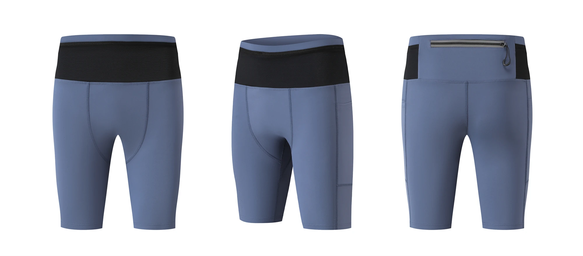 Mens Compression Marathon Running Shorts 6 Pockets with Waist Pack Fitness Gym Yoga Cycling Sport Hiking Tights Shorts Quick Dry