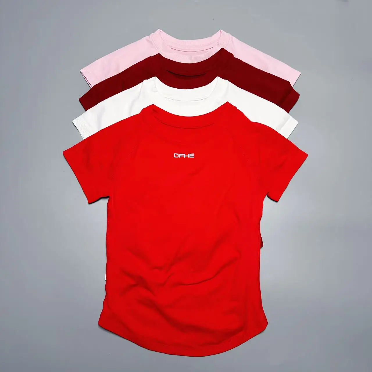 DFHE Women Breathable Sports T Shirt Short Sleeve Round Neck Elastic Casual Tops For Gym Yoga Running Fitness
