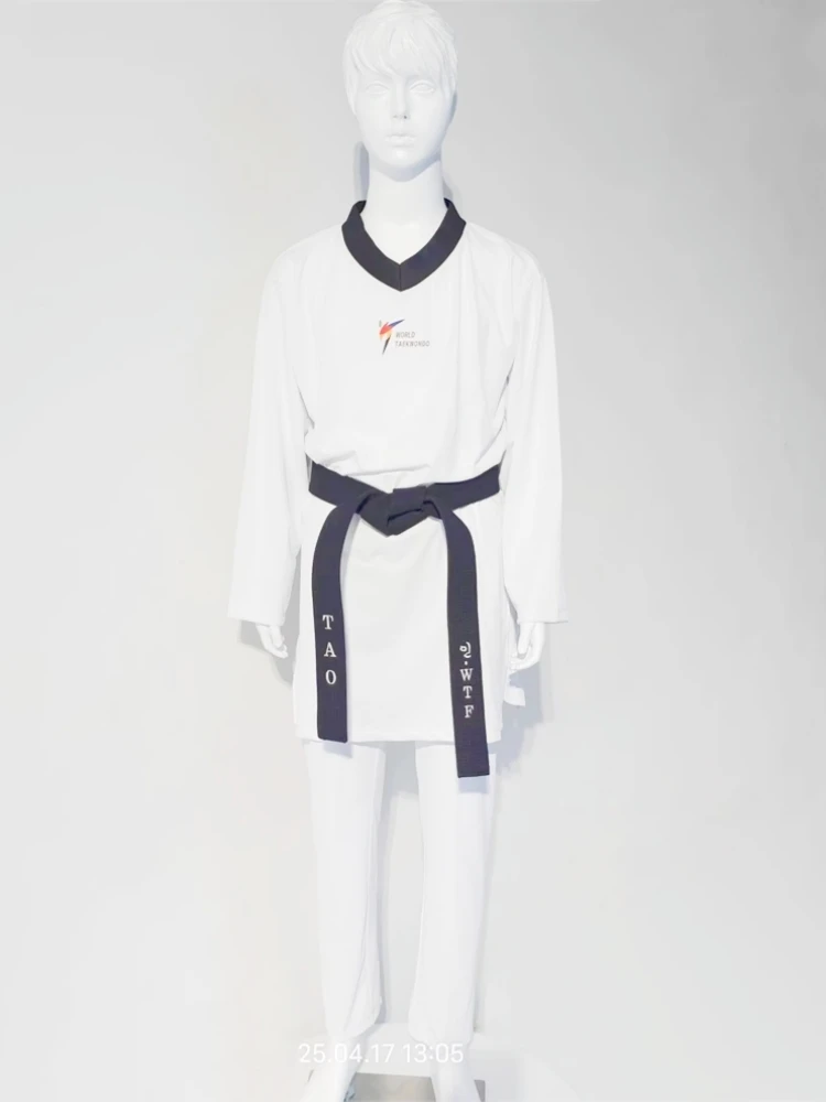 New HOT SALE Tight-Fitting Taekwondo Uniforms Quick-Drying Stretchable 110-200cm Kids Adults Black White Collar Beginner Suit