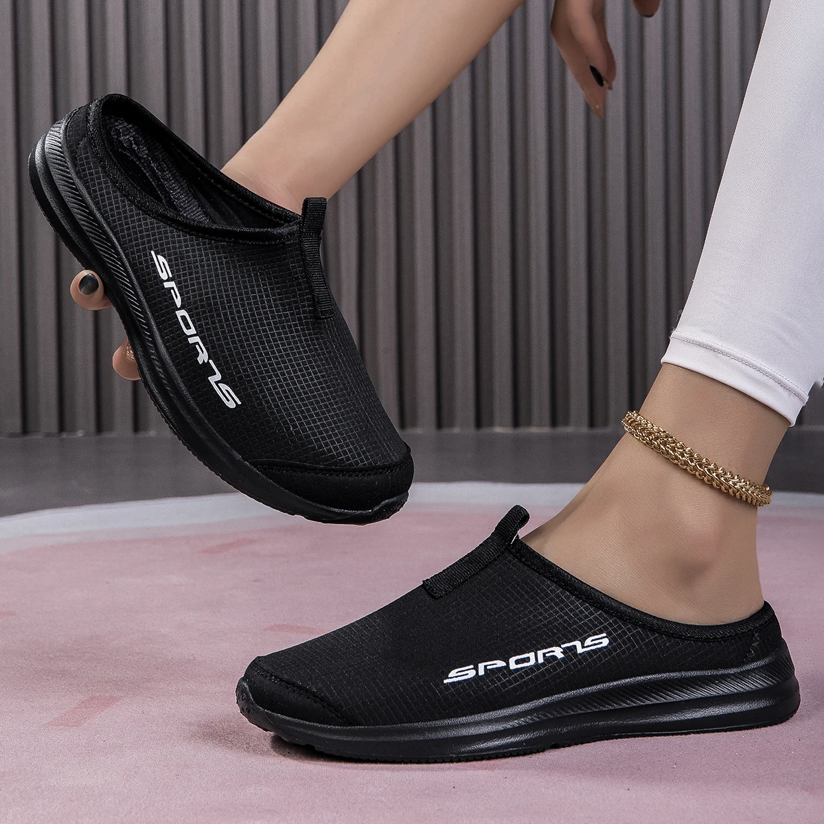 Summer Half Slippers for Men Trendy Men's Flat Bottom Casual Shoes Soft Sole Support Shoes Women's Sneakers Zapatos De Hombre