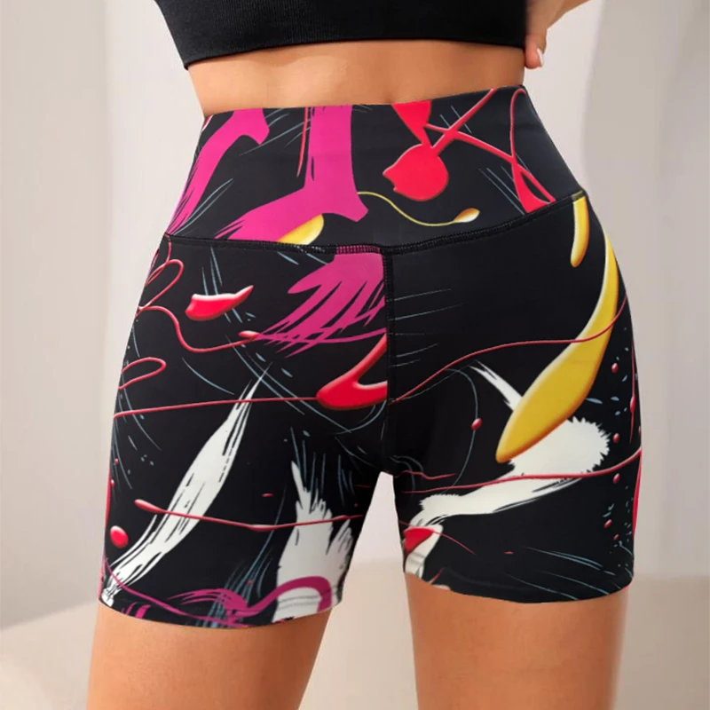 Love Print Yoga Shorts High Elasticity Fabric Inclusive Soft Skin-friendly Sport Casual Style Moisture-wicking