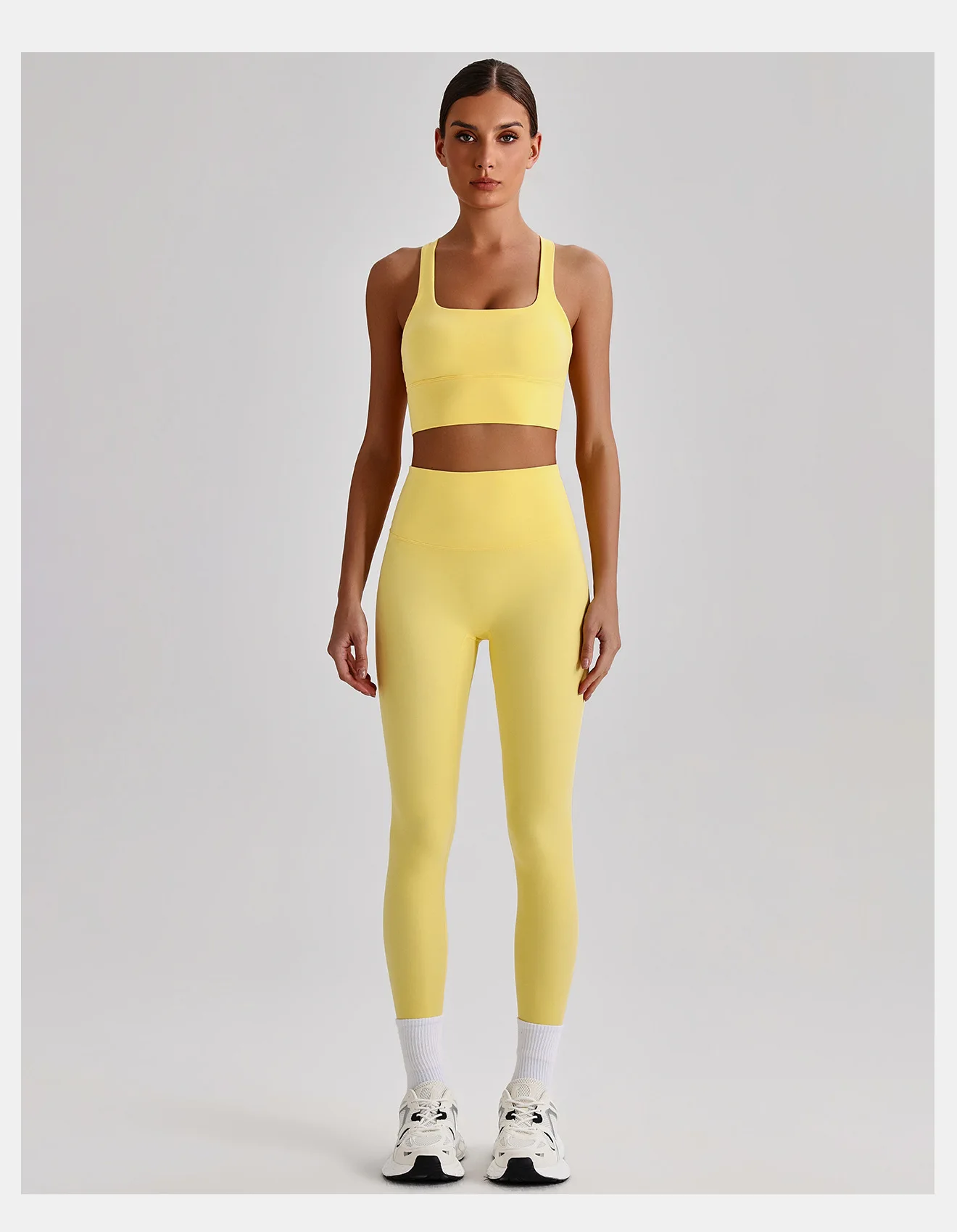 Women Cross Back Spaghetti Strap Sports Bra Yoga Set Quick Dry 2Pcs Outfit Gym Running Workout Activewear 0558