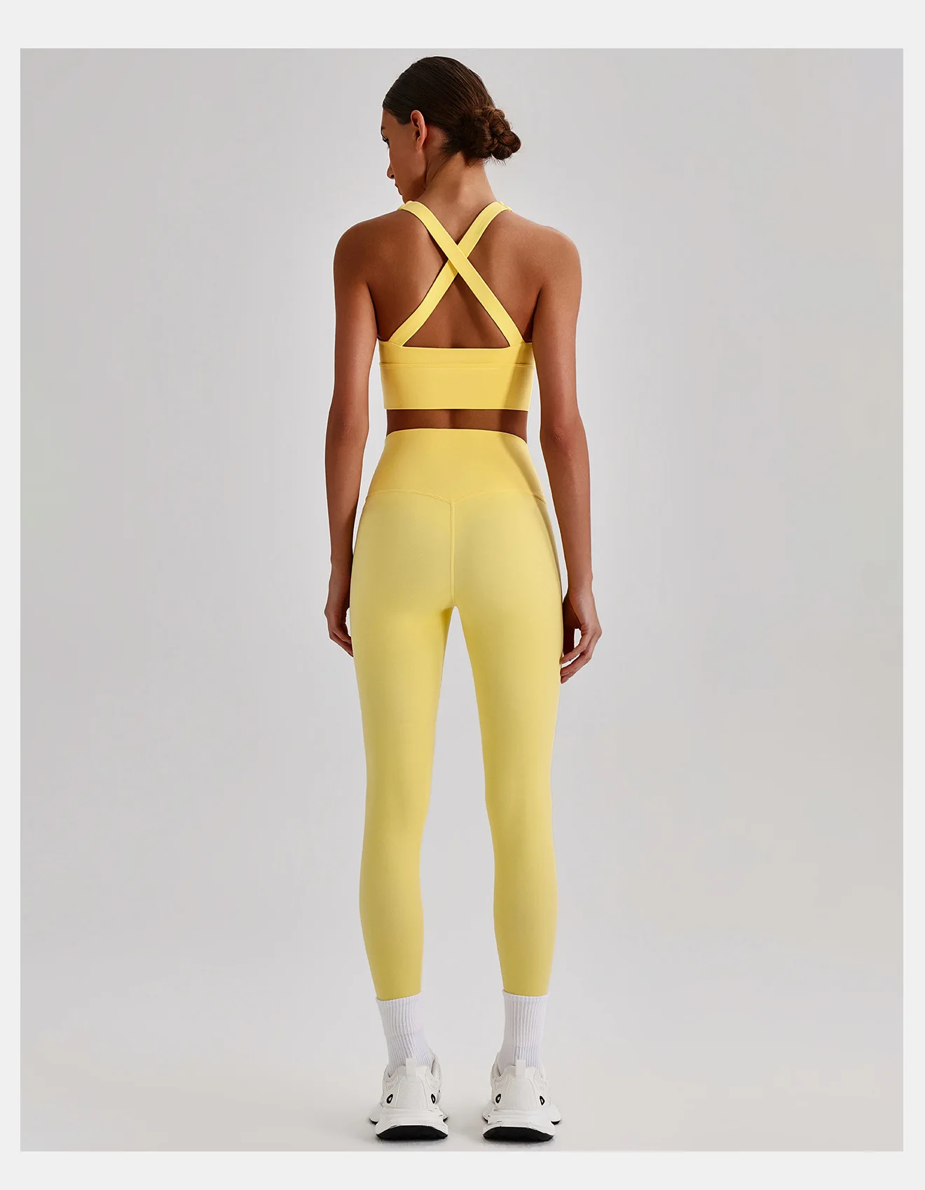 Women Cross Back Spaghetti Strap Sports Bra Yoga Set Quick Dry 2Pcs Outfit Gym Running Workout Activewear 0558
