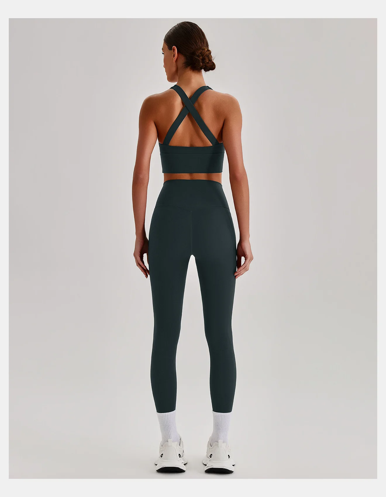 Women Cross Back Spaghetti Strap Sports Bra Yoga Set Quick Dry 2Pcs Outfit Gym Running Workout Activewear 0558