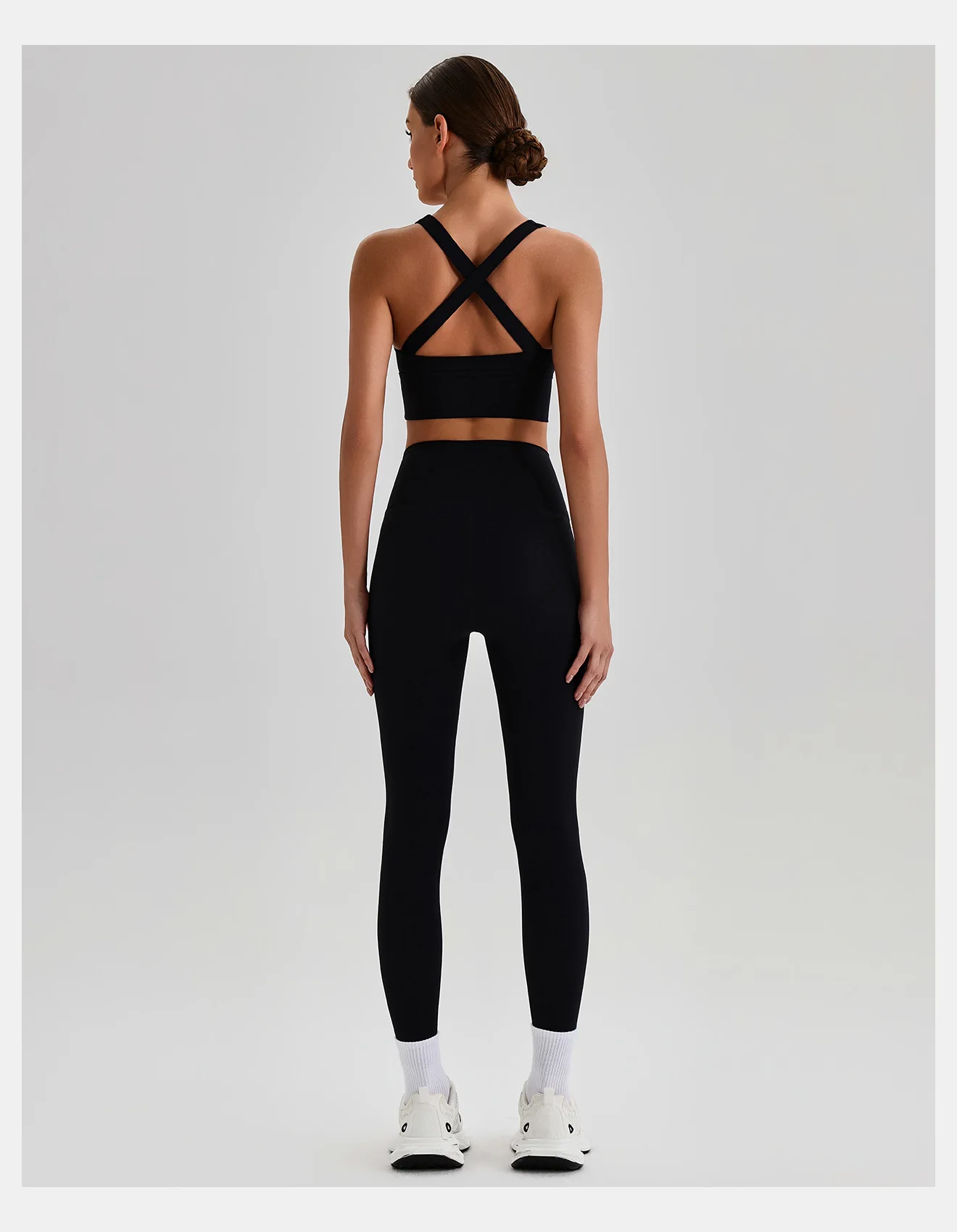 Women Cross Back Spaghetti Strap Sports Bra Yoga Set Quick Dry 2Pcs Outfit Gym Running Workout Activewear 0558