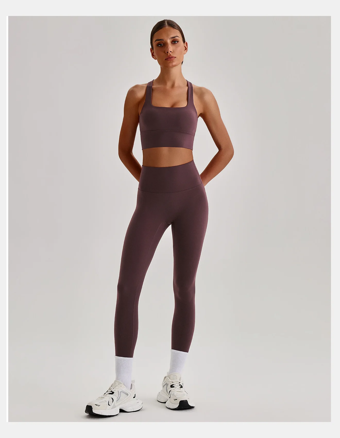 Women Cross Back Spaghetti Strap Sports Bra Yoga Set Quick Dry 2Pcs Outfit Gym Running Workout Activewear 0558