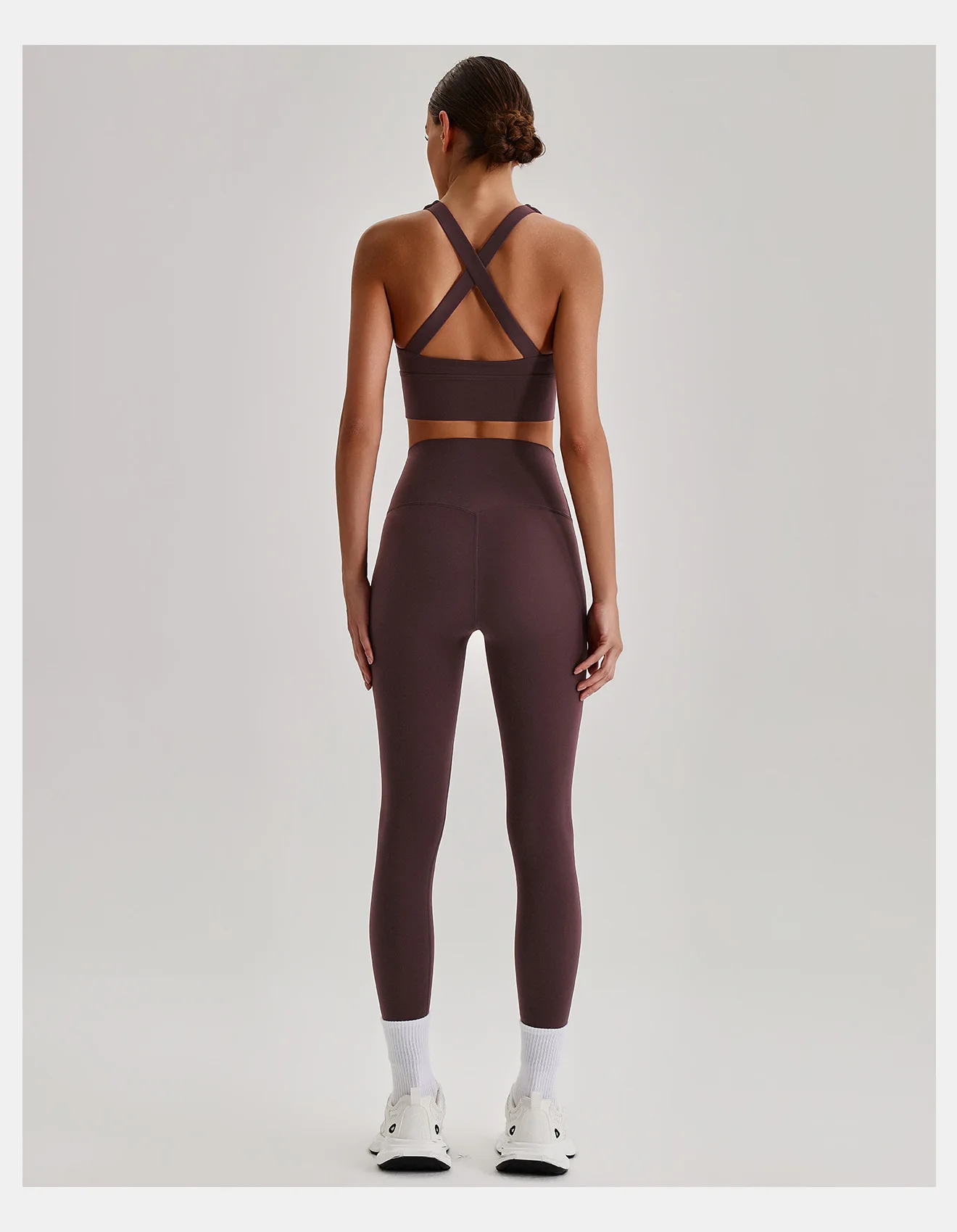 Women Cross Back Spaghetti Strap Sports Bra Yoga Set Quick Dry 2Pcs Outfit Gym Running Workout Activewear 0558