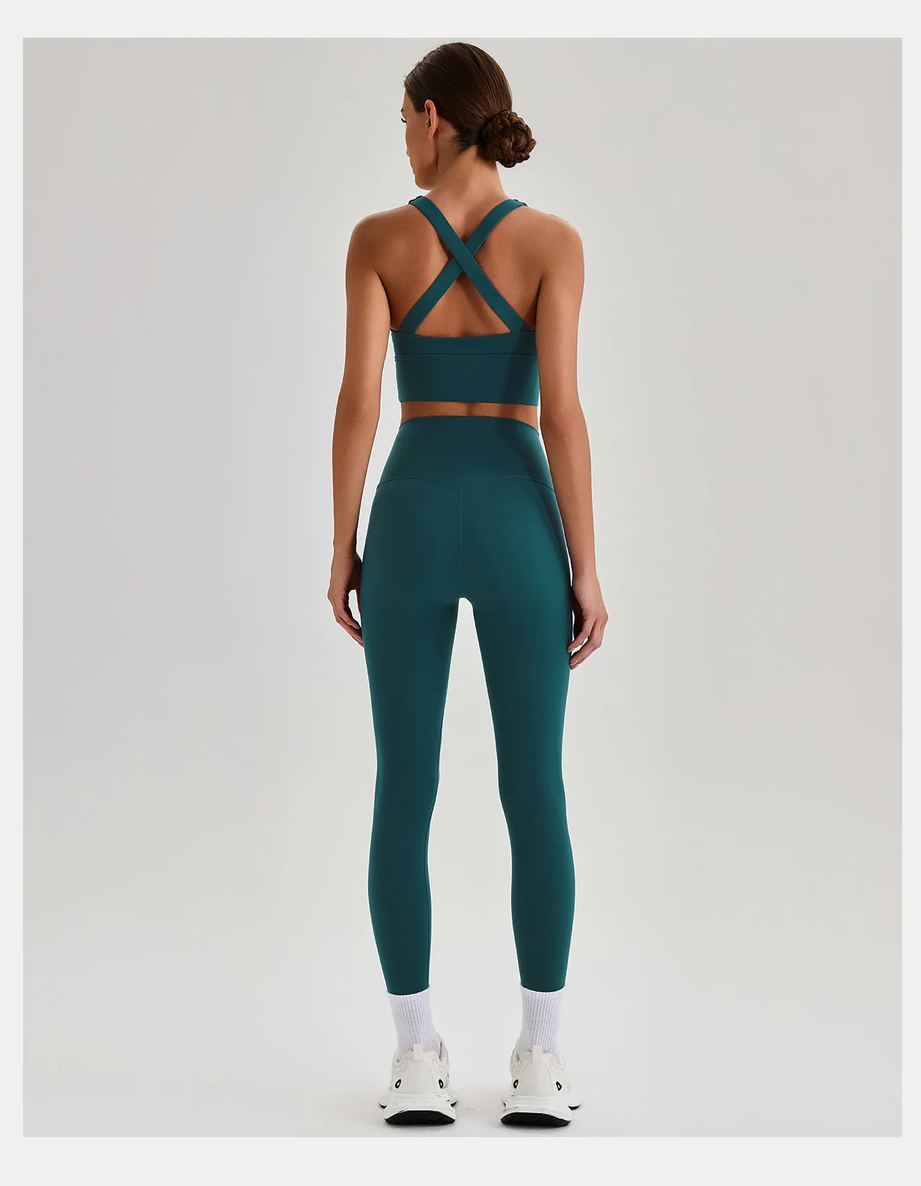 Women Cross Back Spaghetti Strap Sports Bra Yoga Set Quick Dry 2Pcs Outfit Gym Running Workout Activewear 0558