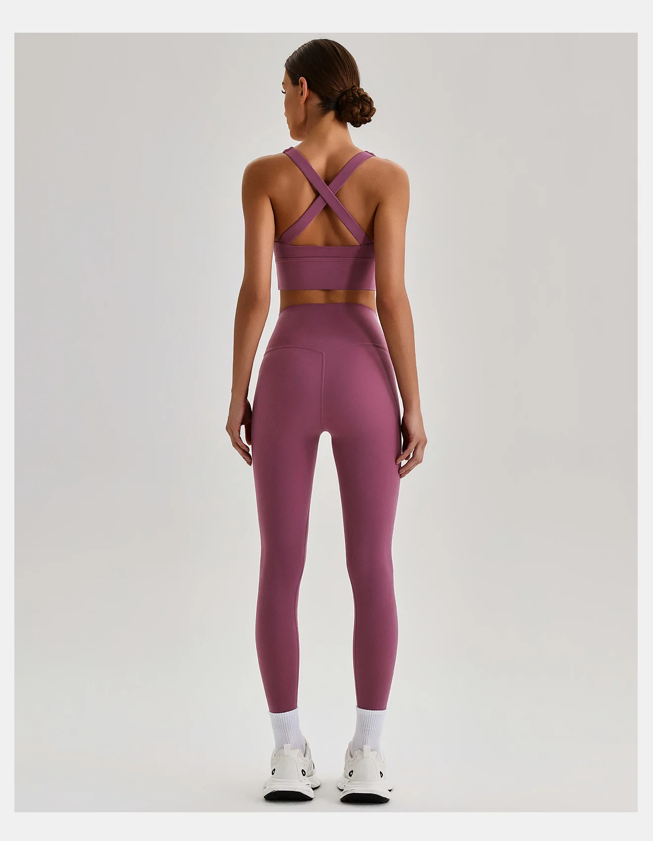 Women Cross Back Spaghetti Strap Sports Bra Yoga Set Quick Dry 2Pcs Outfit Gym Running Workout Activewear 0558