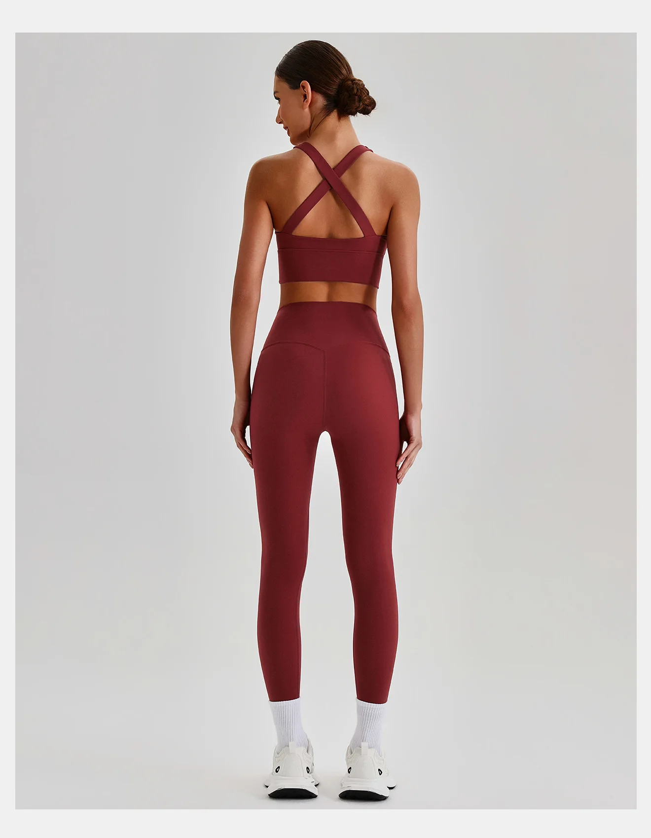 Women Cross Back Spaghetti Strap Sports Bra Yoga Set Quick Dry 2Pcs Outfit Gym Running Workout Activewear 0558