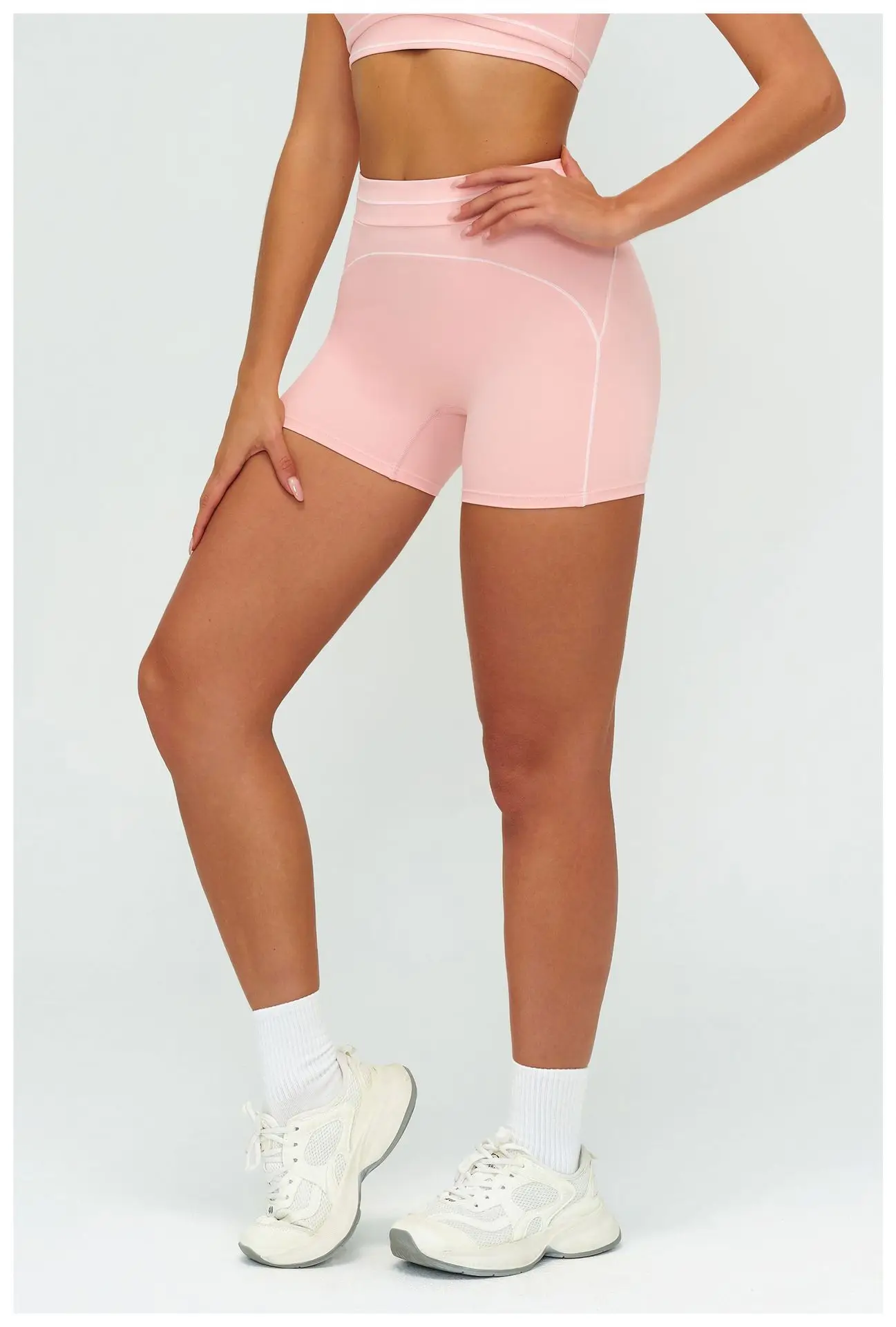 Hamidou Breathable Hip-lifting Fashion Yoga Shorts for Woman's Color Blocking Stripe Fitness Running Shorts Women Gym Clothing