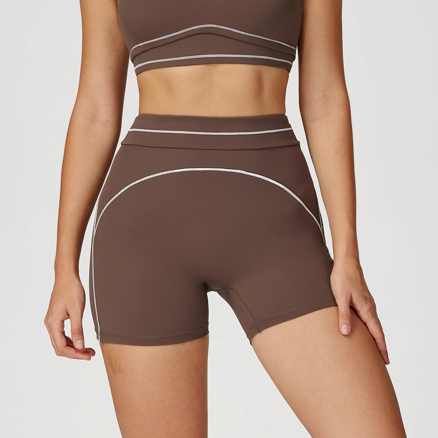 Hamidou Breathable Hip-lifting Fashion Yoga Shorts for Woman's Color Blocking Stripe Fitness Running Shorts Women Gym Clothing
