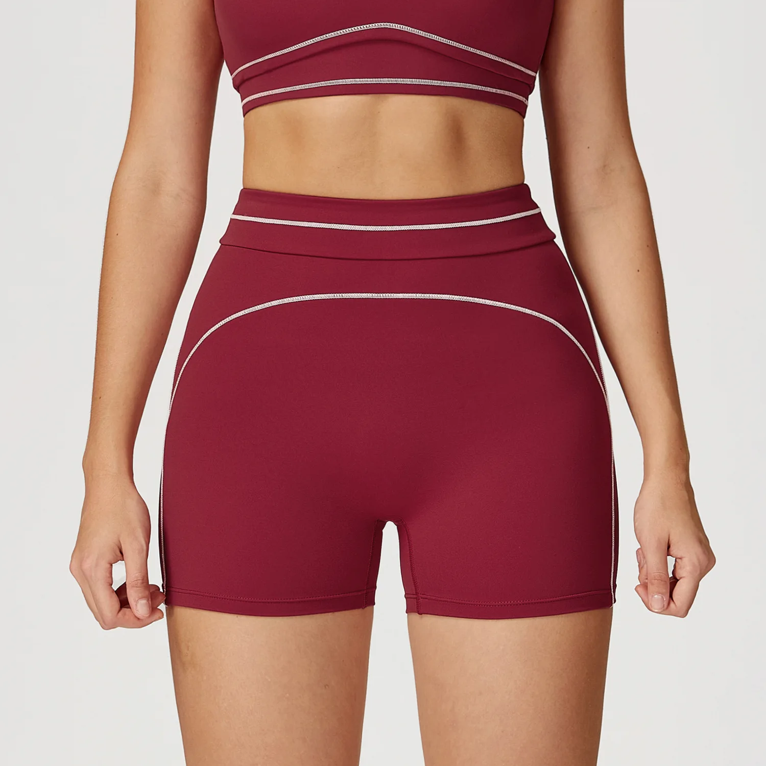 Hamidou Breathable Hip-lifting Fashion Yoga Shorts for Woman's Color Blocking Stripe Fitness Running Shorts Women Gym Clothing