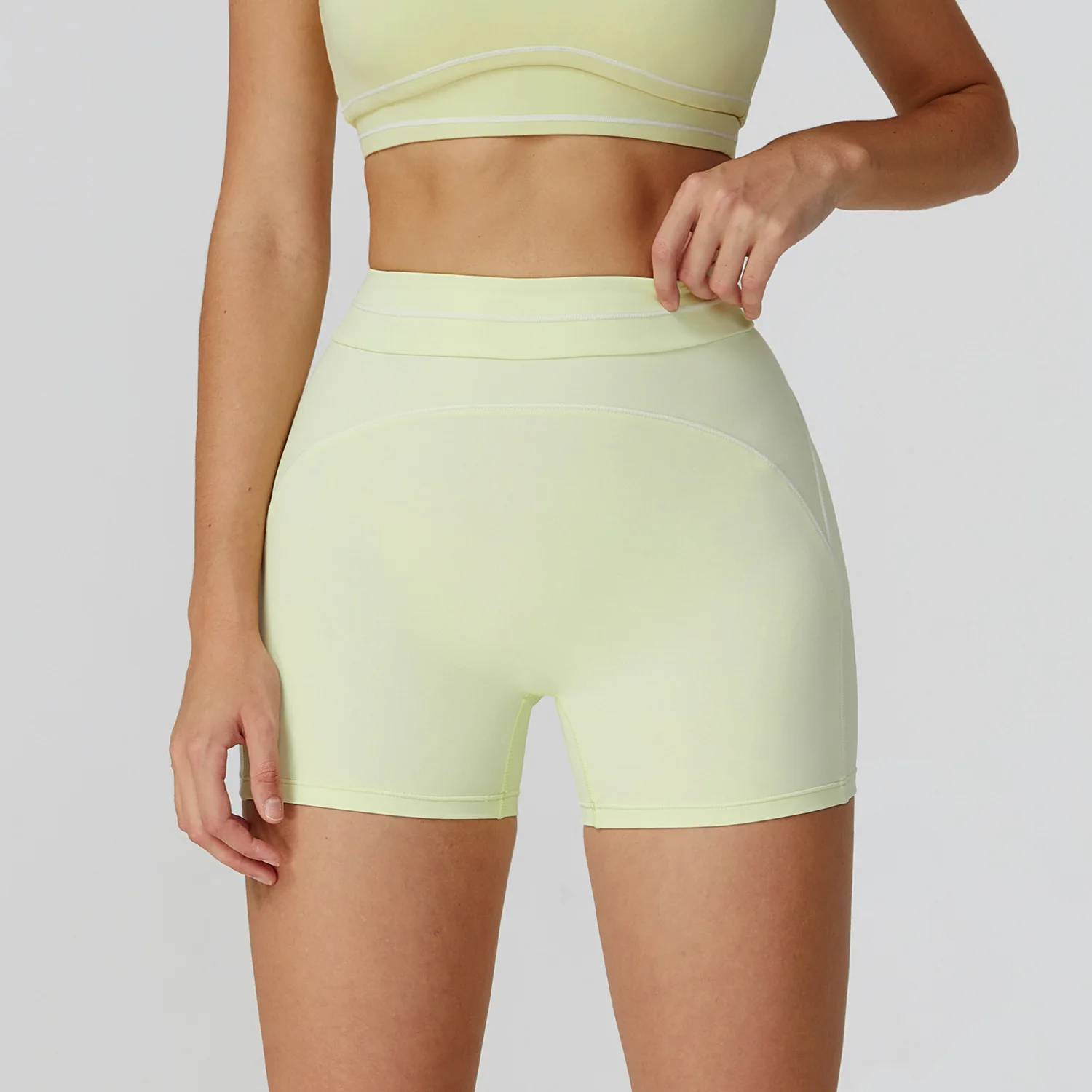 Hamidou Breathable Hip-lifting Fashion Yoga Shorts for Woman's Color Blocking Stripe Fitness Running Shorts Women Gym Clothing