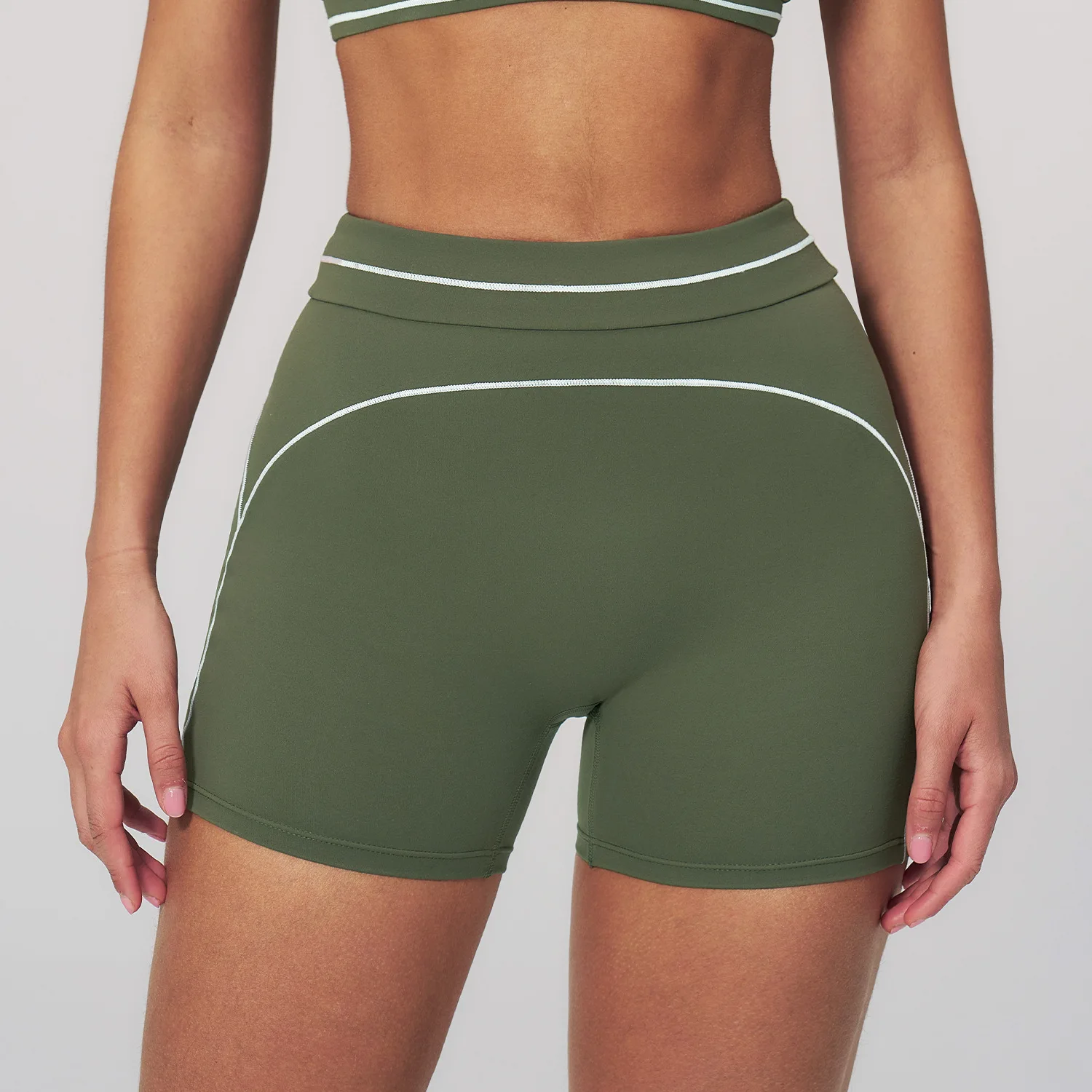 Hamidou Breathable Hip-lifting Fashion Yoga Shorts for Woman's Color Blocking Stripe Fitness Running Shorts Women Gym Clothing