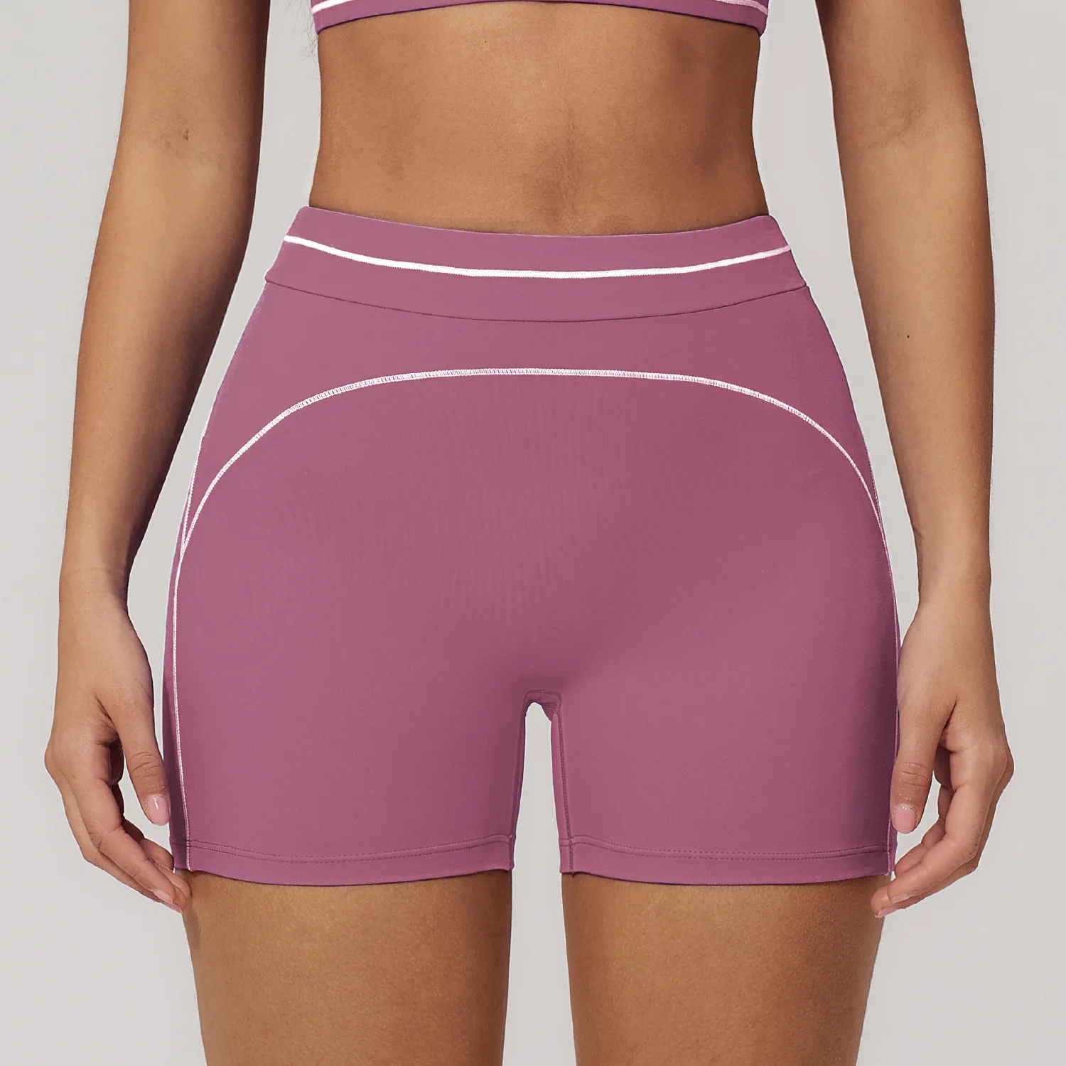 Hamidou Breathable Hip-lifting Fashion Yoga Shorts for Woman's Color Blocking Stripe Fitness Running Shorts Women Gym Clothing