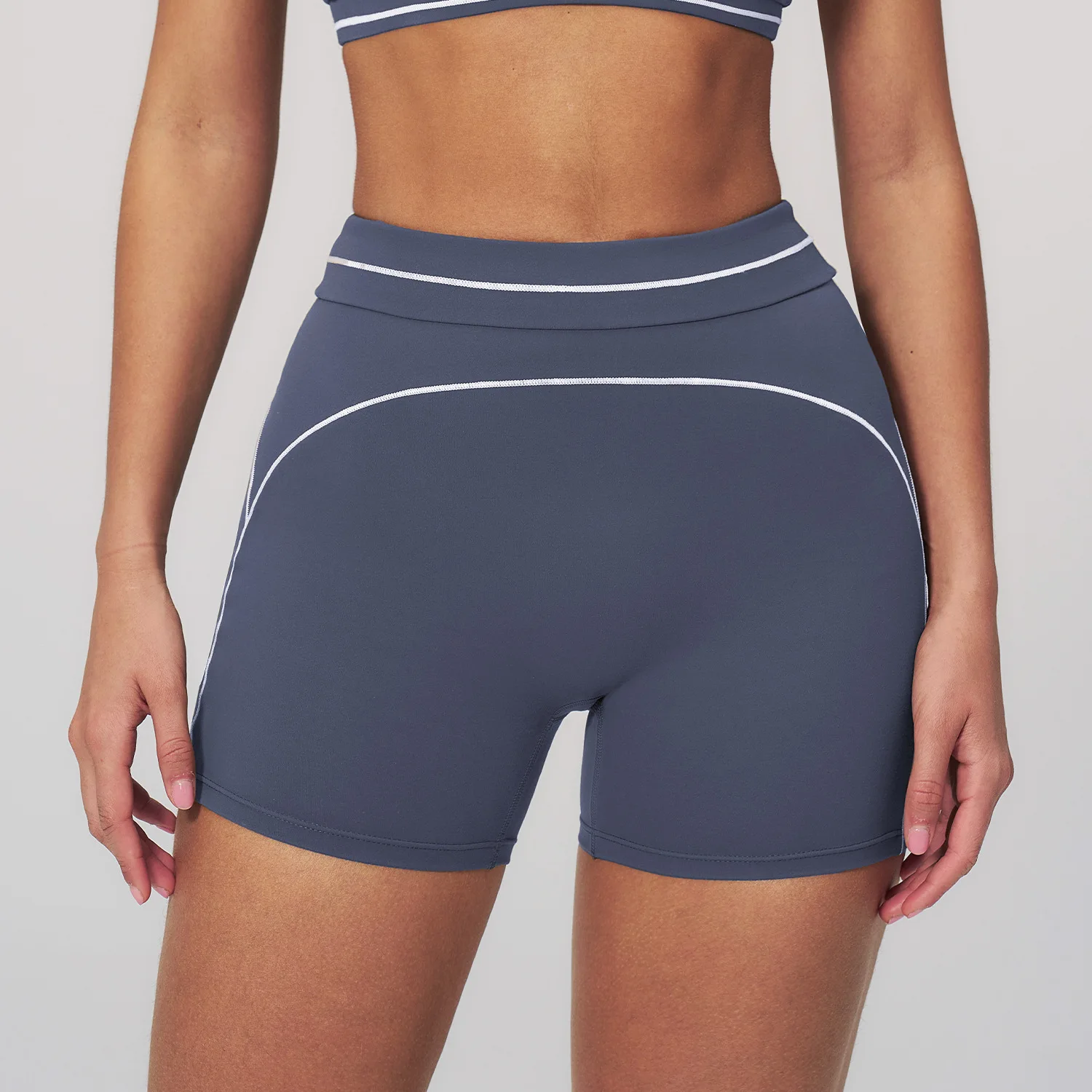 Hamidou Breathable Hip-lifting Fashion Yoga Shorts for Woman's Color Blocking Stripe Fitness Running Shorts Women Gym Clothing