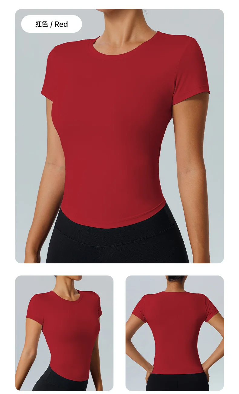 Sports Tops Quick-drying Women's Fitness Running Yoga Short Sleeve Moisturizing Wounding Elastic Breathable Yoga T-shirt