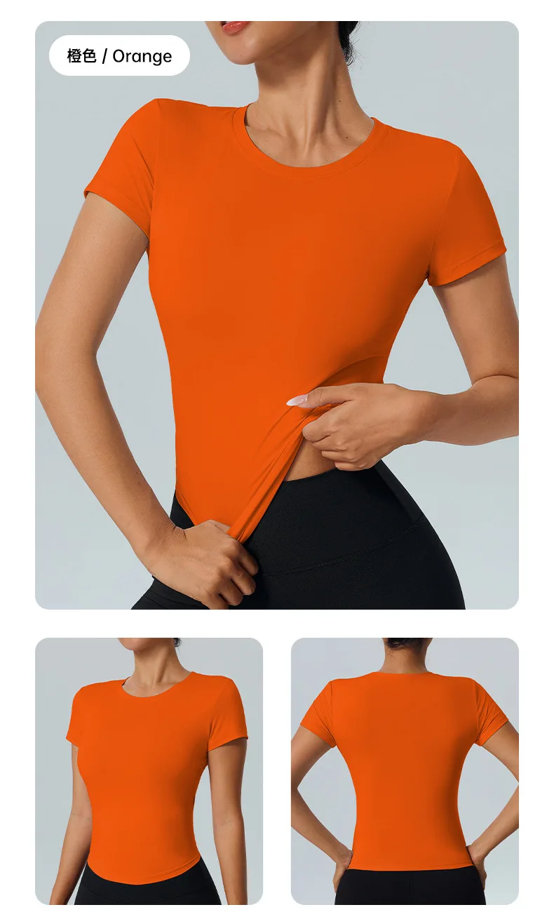 Sports Tops Quick-drying Women's Fitness Running Yoga Short Sleeve Moisturizing Wounding Elastic Breathable Yoga T-shirt