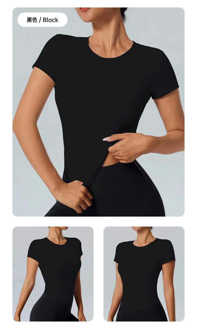 Sports Tops Quick-drying Women's Fitness Running Yoga Short Sleeve Moisturizing Wounding Elastic Breathable Yoga T-shirt