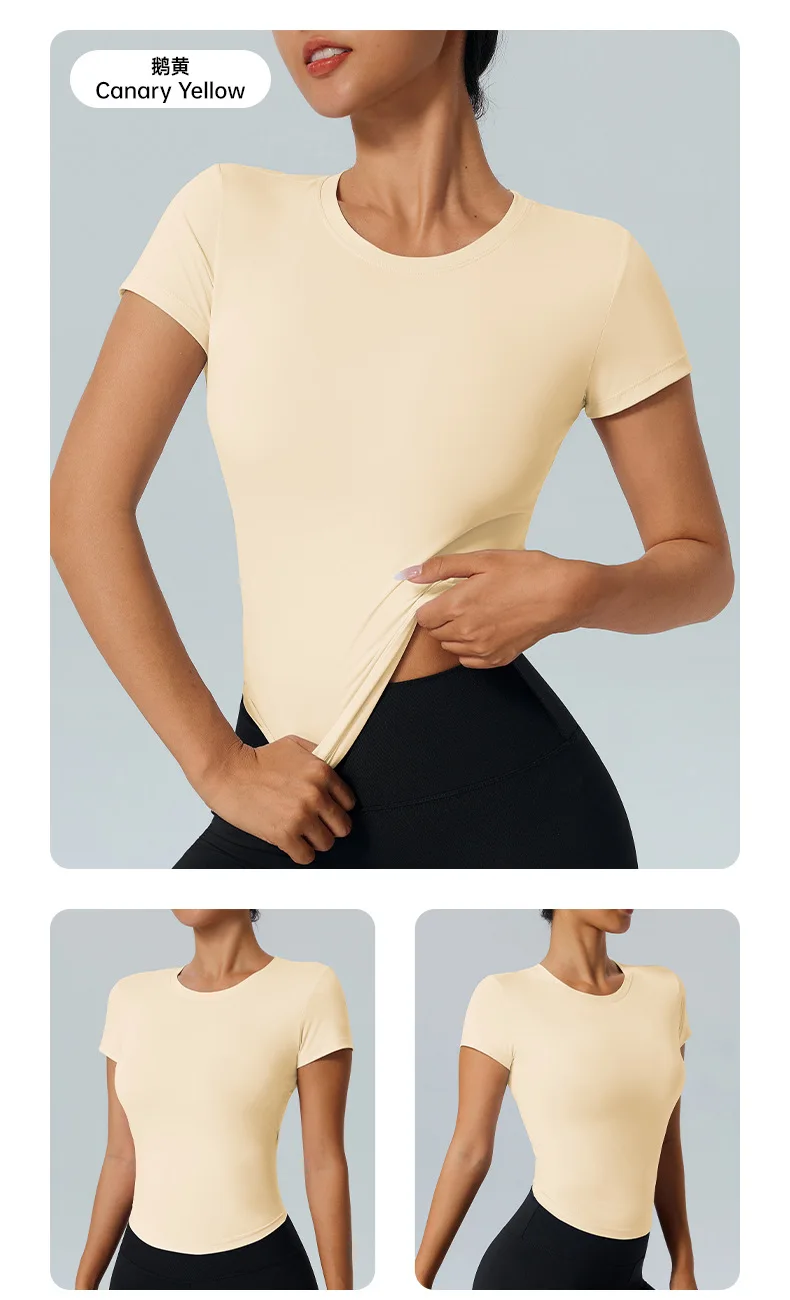Sports Tops Quick-drying Women's Fitness Running Yoga Short Sleeve Moisturizing Wounding Elastic Breathable Yoga T-shirt
