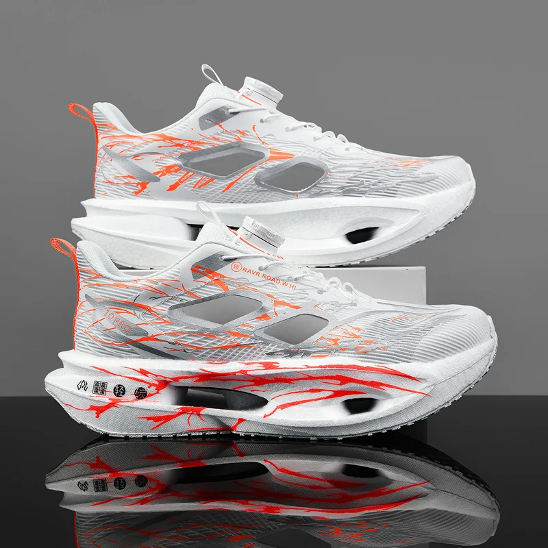 Cushioning Running Shoes for Men and Women, Lightweight Thick Soles, Flexible and Resilient, Sporty Design, Fits the Foot Shape Suitable for Daily Leisure, Fitness Training, Road and Track Running, Outdoor Sports, Cross-Country, Hiking, Mountaineering, Etc., Couple Style.