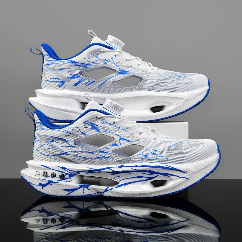 Cushioning Running Shoes for Men and Women, Lightweight Thick Soles, Flexible and Resilient, Sporty Design, Fits the Foot Shape Suitable for Daily Leisure, Fitness Training, Road and Track Running, Outdoor Sports, Cross-Country, Hiking, Mountaineering, Etc., Couple Style.