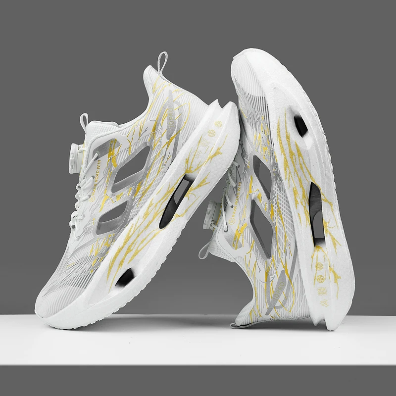 Cushioning Running Shoes for Men and Women, Lightweight Thick Soles, Flexible and Resilient, Sporty Design, Fits the Foot Shape Suitable for Daily Leisure, Fitness Training, Road and Track Running, Outdoor Sports, Cross-Country, Hiking, Mountaineering, Etc., Couple Style.