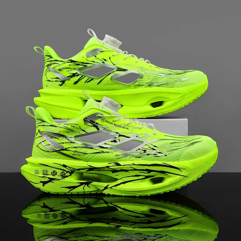 Cushioning Running Shoes for Men and Women, Lightweight Thick Soles, Flexible and Resilient, Sporty Design, Fits the Foot Shape Suitable for Daily Leisure, Fitness Training, Road and Track Running, Outdoor Sports, Cross-Country, Hiking, Mountaineering, Etc., Couple Style.