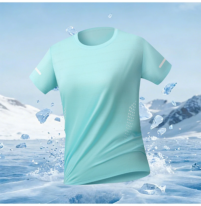 Women Running Quick Drying T-shirts Breathable Lightweight Hiking Fishing Tees Soft Elasticity Outdoor Sports Short Shirt Summer
