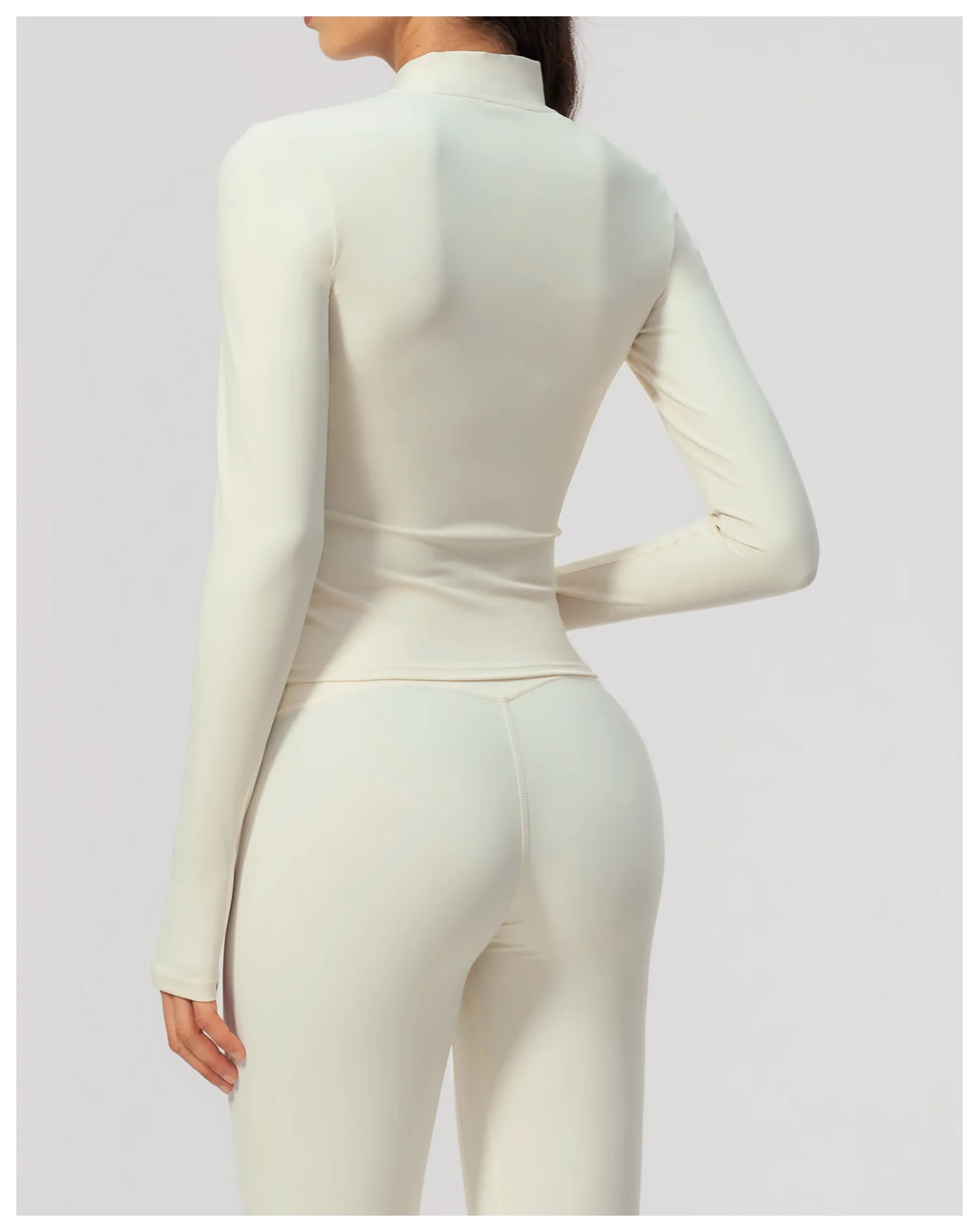 Women Zip Up Long Sleeve Yoga Jacket Thumb Hole Stand Collar Slim Crop Athletic Top Fitness Running Workout Gym Sport Outerwear
