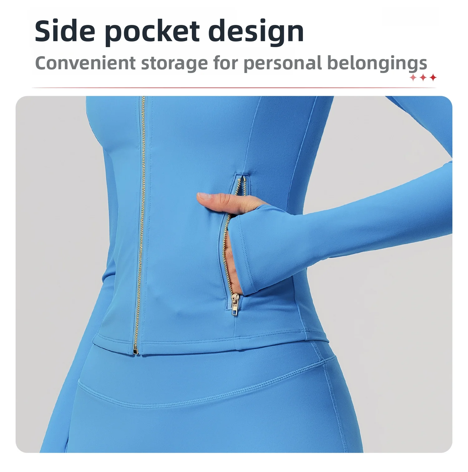 Women Zip Up Long Sleeve Yoga Jacket Thumb Hole Stand Collar Slim Crop Athletic Top Fitness Running Workout Gym Sport Outerwear