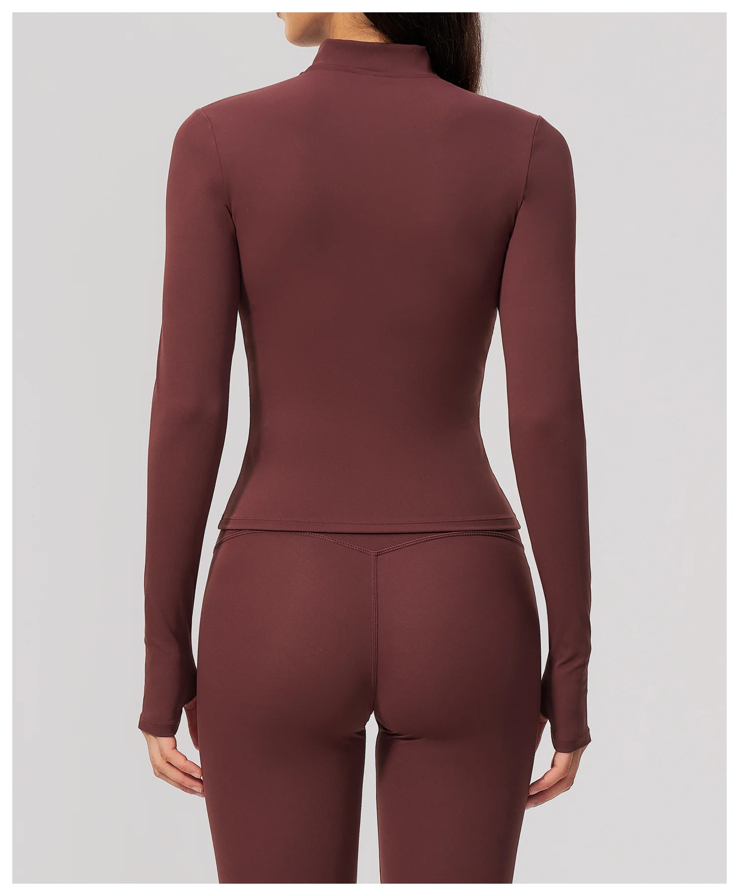 Women Zip Up Long Sleeve Yoga Jacket Thumb Hole Stand Collar Slim Crop Athletic Top Fitness Running Workout Gym Sport Outerwear