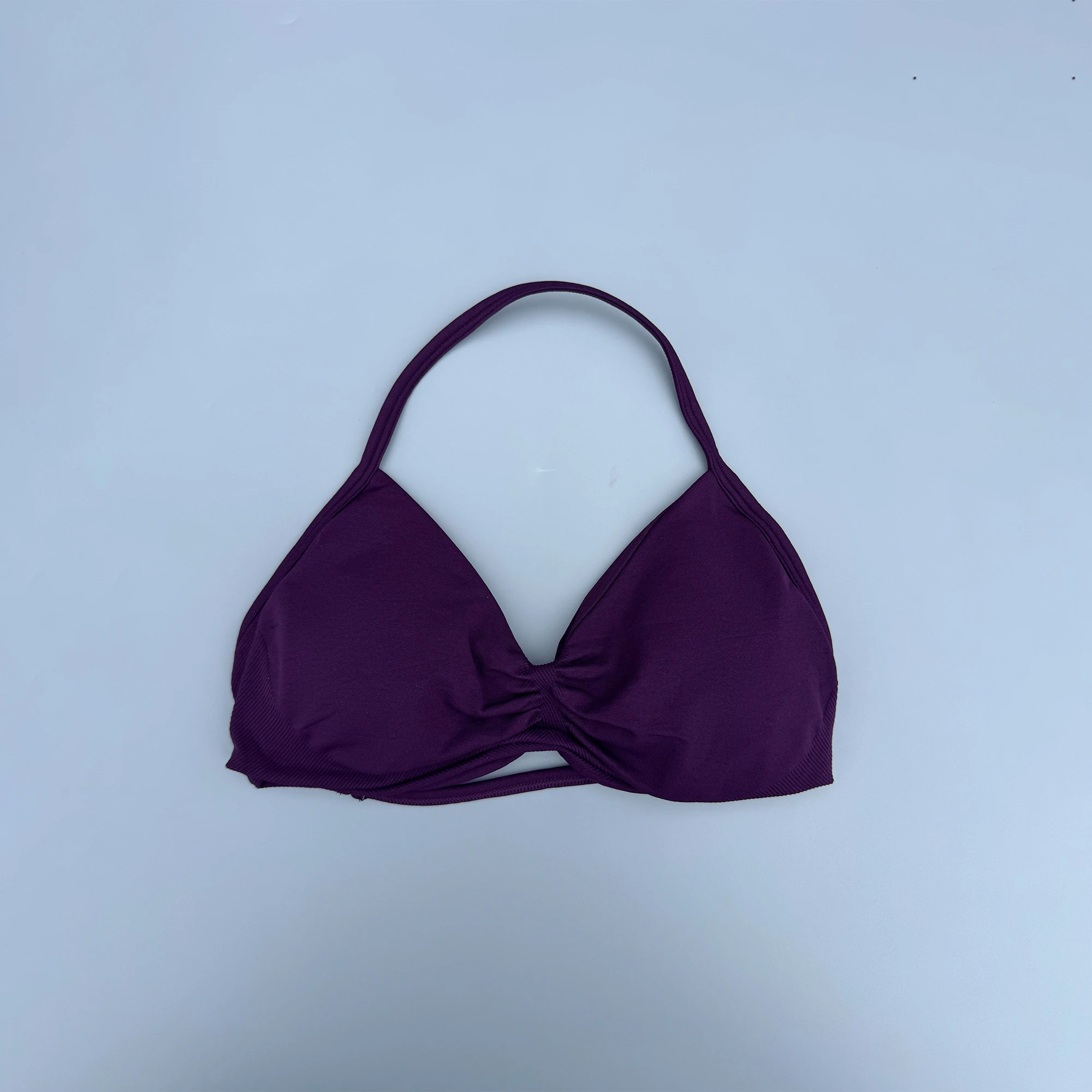 Strappy Bra Gym Top Women High Support Thin Strap Ruched Backless Halter Push Up Seamless Sports Bras Workout Yoga With Pads