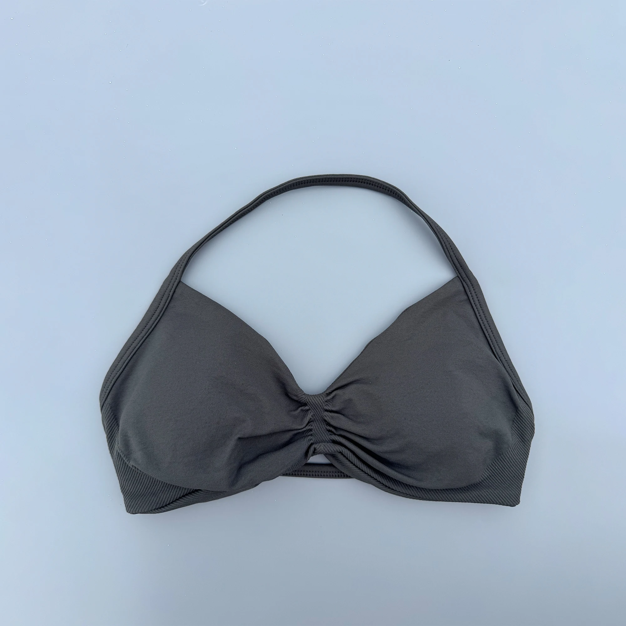 Strappy Bra Gym Top Women High Support Thin Strap Ruched Backless Halter Push Up Seamless Sports Bras Workout Yoga With Pads