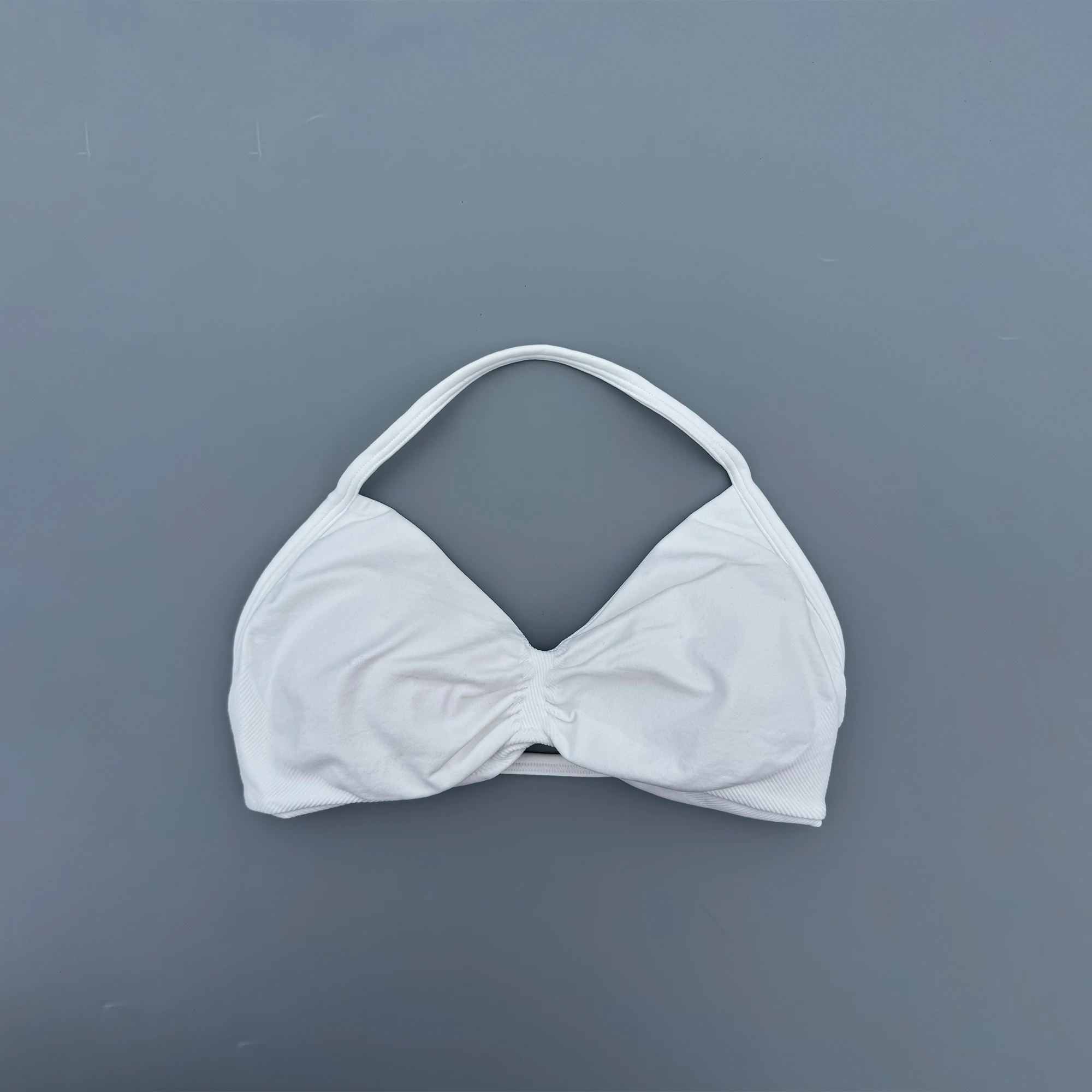 Strappy Bra Gym Top Women High Support Thin Strap Ruched Backless Halter Push Up Seamless Sports Bras Workout Yoga With Pads