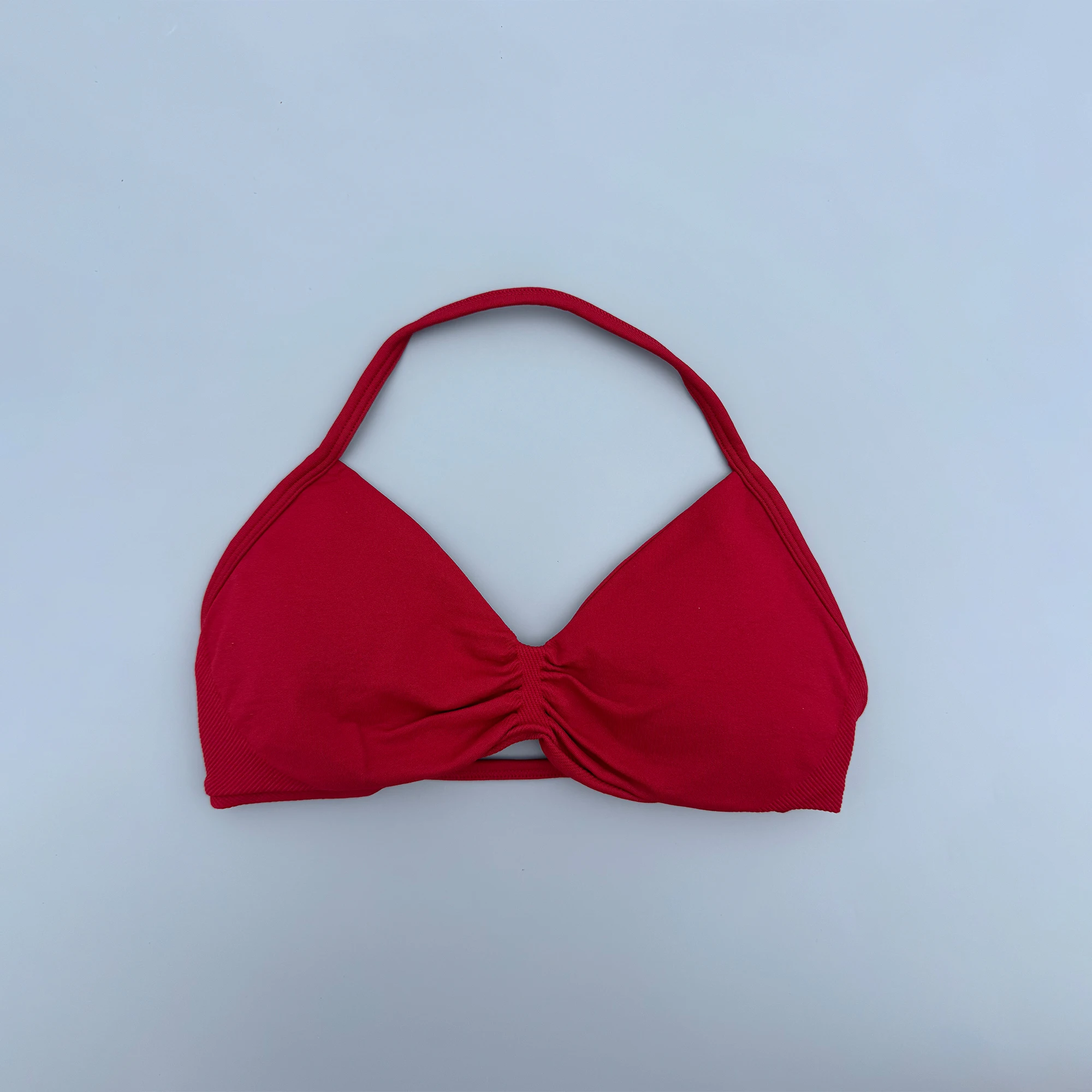 Strappy Bra Gym Top Women High Support Thin Strap Ruched Backless Halter Push Up Seamless Sports Bras Workout Yoga With Pads