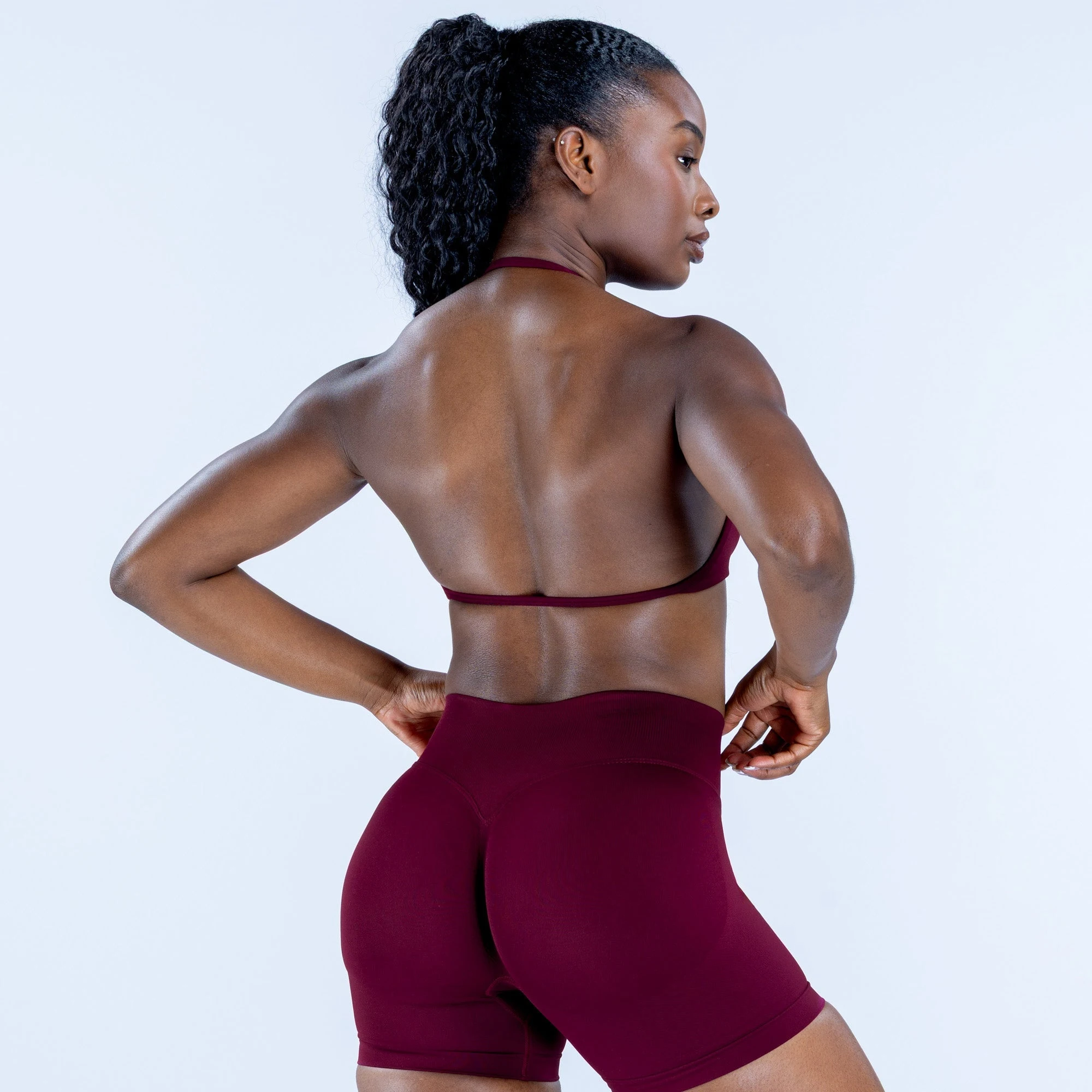 Strappy Bra Gym Top Women High Support Thin Strap Ruched Backless Halter Push Up Seamless Sports Bras Workout Yoga With Pads