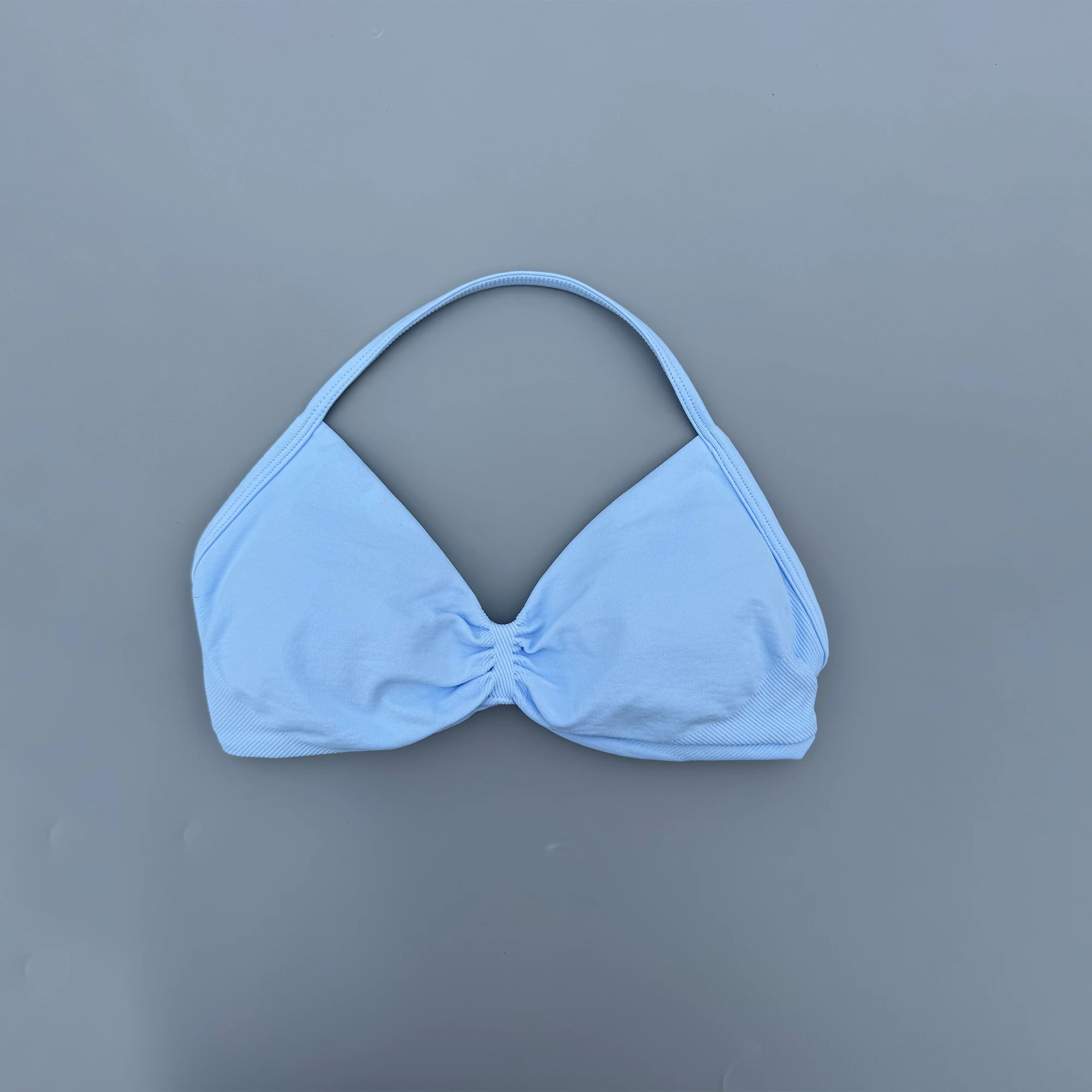 Strappy Bra Gym Top Women High Support Thin Strap Ruched Backless Halter Push Up Seamless Sports Bras Workout Yoga With Pads
