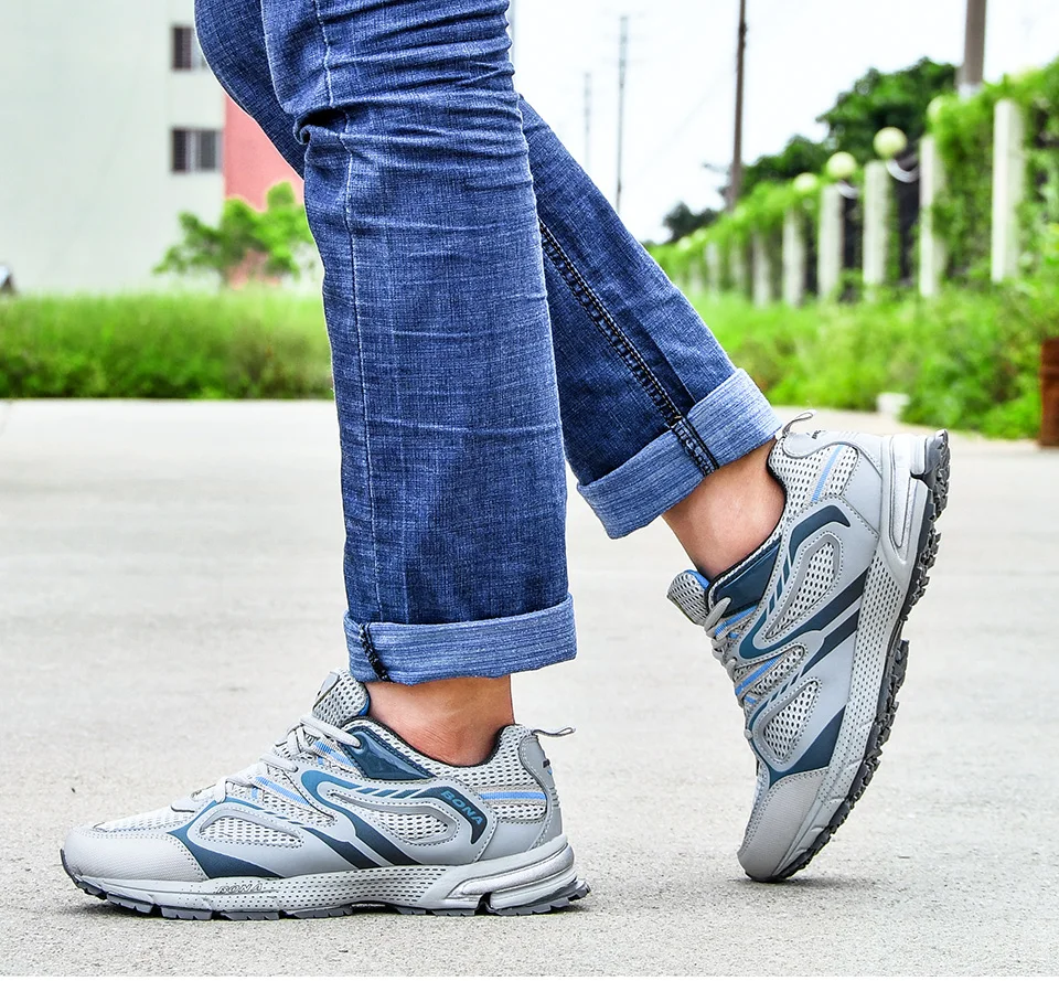 BONA New Arrival Classics Style Men Running Shoes Cow Split Mesh Men Sport Shoes Lace Up Outdoor Jogging Shoes