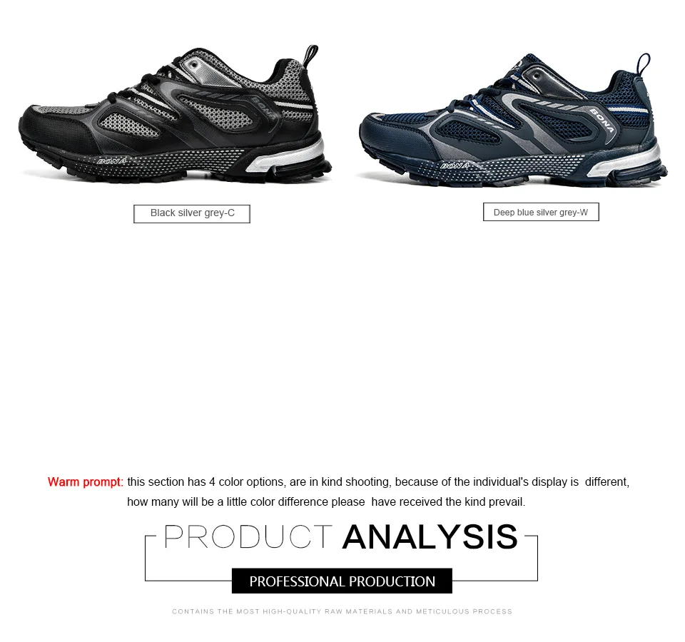 BONA New Arrival Classics Style Men Running Shoes Cow Split Mesh Men Sport Shoes Lace Up Outdoor Jogging Shoes