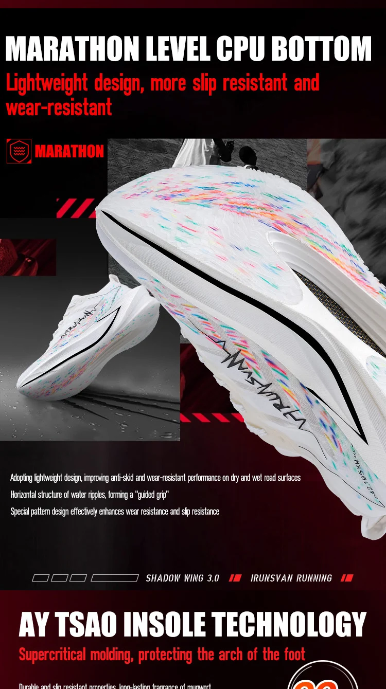 IRUNSVAN Carbon Plate Racing Shoes Marathon Running Shoes Training Shoes Breathable Cushioning Unisex 131
