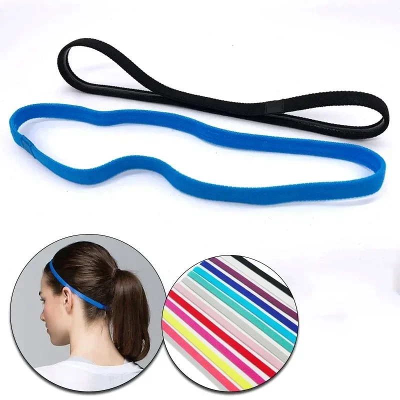 2PC Sports Headband Girls Sport Anti-slip Elastic Rubber Sweatband Candy Women Men Yoga Hair Bands Football Run Football Fitnes