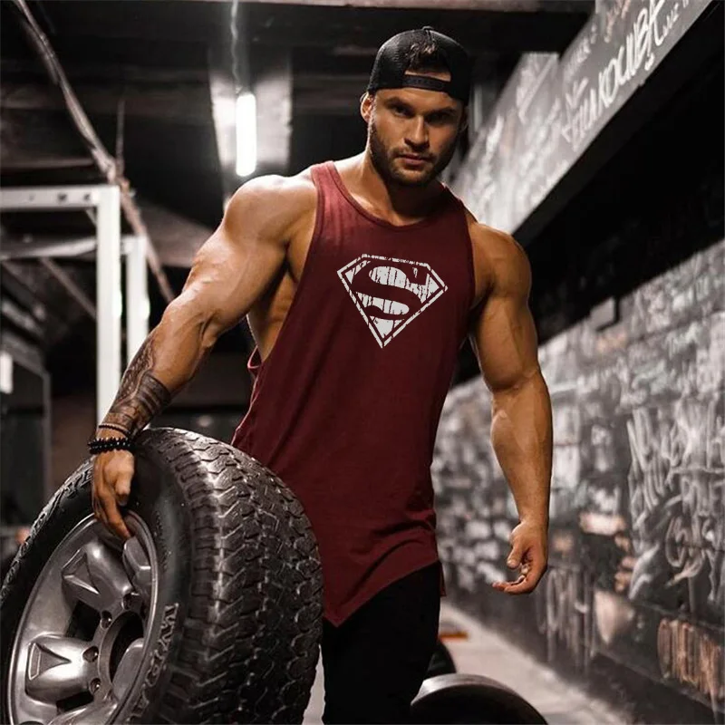 Gym Bodybuilding Casual Clothing Summer Absorb Sweat Mens Fitness Sport Tank Tops Cotton Breathable Sleeveless Loose T-shirts