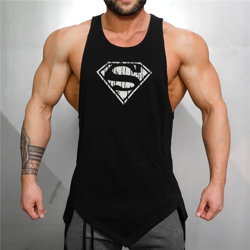 Gym Bodybuilding Casual Clothing Summer Absorb Sweat Mens Fitness Sport Tank Tops Cotton Breathable Sleeveless Loose T-shirts