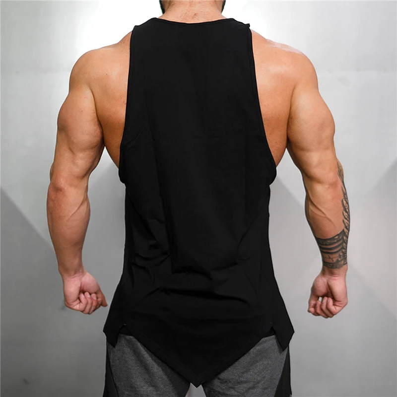 Gym Bodybuilding Casual Clothing Summer Absorb Sweat Mens Fitness Sport Tank Tops Cotton Breathable Sleeveless Loose T-shirts