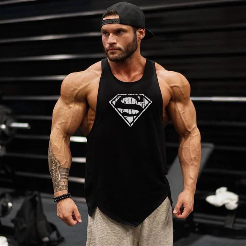 Gym Bodybuilding Casual Clothing Summer Absorb Sweat Mens Fitness Sport Tank Tops Cotton Breathable Sleeveless Loose T-shirts