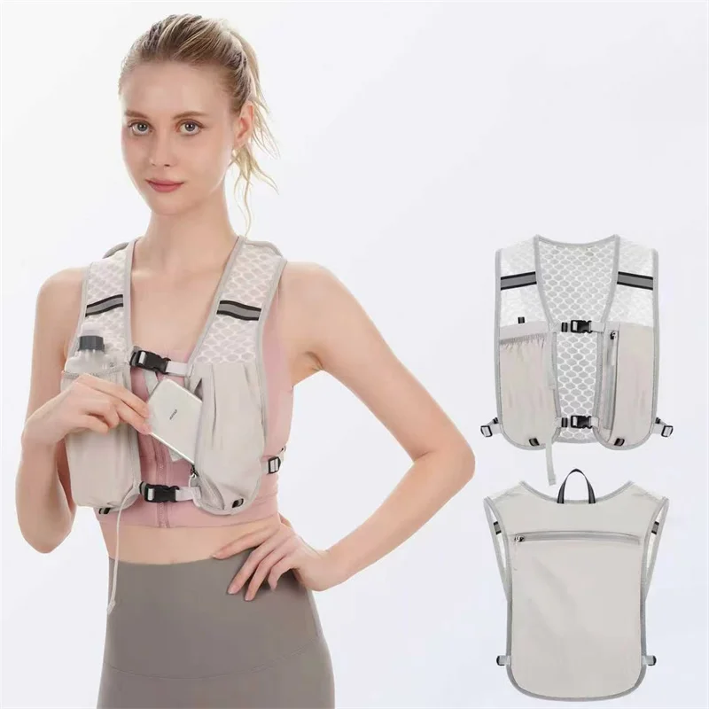 New Running Water Bottle Storage Vest Lightweight Running Vest Reflective Hydration Water Chest Pack With Phone Holder