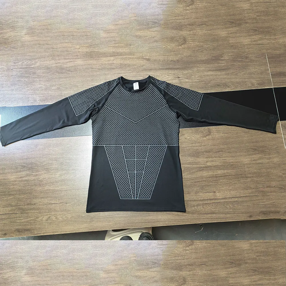 New Men's Quick-Dry Top Breathable Elastic Fitness T-shirt Short Sleeve Summer Print Compression Shirt Men Gym Running T-shirt